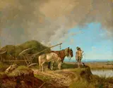 The Upturned Hay Wagon by Heinrich Bürkel, Oil on paper, laid down on canvas (by A. Schutzmann, Munich), offered Nov 2021