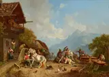 Heinrich Bürkel, Tussle Outside an Inn