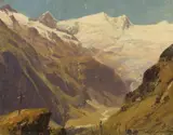 Julius Lange, View of Dachstein, Oil on cardboard