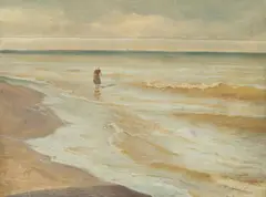 Andreas Achenbach, Beach at Scheveningen, Oil on canvas, mounted on panel