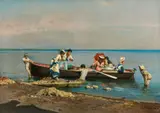 Antoine Ducrot, A Boating Party, Oil on canvas