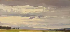 Carl Irmer, Alpine Landscape with a Low Horizon Line – Cloud Study, Oil on cardboard