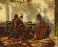 Max Rabes, Arabian Players, Oil on canvas