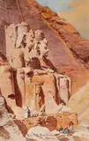 Friedrich Perlberg, The Monumental Statues at the Mountain Temple of Abu Simbel in Egypt, Watercolour