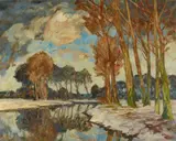 Max Clarenbach, Winter Landscape (Winter's End), Oil on canvas