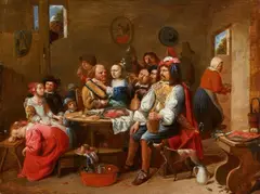 Joos van Craesbeeck, Merry Company, Oil on panel (parquetted)