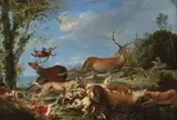 Carl Borromäus Ruthart, Stag Hunt, Oil on canvas (relined)