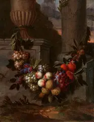 Flemish School 17th century, A Garland of Fruit and Flowers, Oil on panel