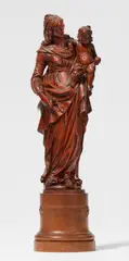 A 17th century Flemish carved boxwood figure of the Virgin and Child by Flemish 17th century, Carved in the round. A depiction of the Virgin standing in a gently swaying pose, designed for a frontal viewpoint. She , sold Jul 2021