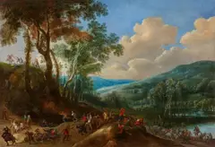 Pieter Snayers, Ambush in a Hilly Landscape, Oil on canvas (relined)