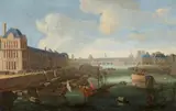 French or Netherlandish School 17th century, Construction of the “Pont Royal” Bridge in Paris, Oil on canvas (relined)