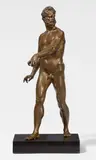 A bronze figure of Mars by called Giambologna Giovanni di Bologna, Cast bronze with golden brown patina. Depicting the Roman god of war in a striding pose with arms out stretched and his , sold Jul 2021