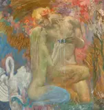 Anto Carte, Satyre et Nymphe, 1914, Oil on canvas, relined