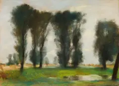 Pappeln an einem Tümpel (Mark Brandenburg) by Lesser Ury, Circa 1900-1910, Pastel on thick painter's board, sold Jun 2021