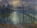 Otto Modersohn, Mondnacht (Atelierblick nach Osten), 1938, Oil on canvas