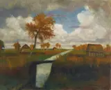 Otto Modersohn, Herbst im Moor - Moorbrücke, 1942, Oil on canvas
