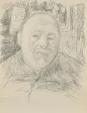Hans Purrmann, Selbstbildnis, 1961, Black chalk on laid paper with watermark "Arches Ecoles Ingres"