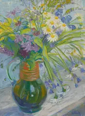 Maria Marc, Krug mit Sommerblumen, Circa 1913, Oil on canvas