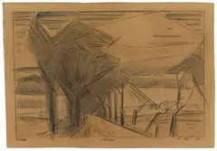 Landstraße by Lyonel Feininger, 1923, Watercolour and pen and India ink drawing on fibrous paper 24.6 x 35.1/, offered Jun 2021