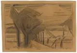 Landstraße by Lyonel Feininger, 1923, Watercolour and pen and India ink drawing on fibrous paper 24.6 x 35.1/, offered Jun 2021