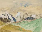 Erich Heckel, Verschneite Berge, 1922, Watercolour, gouache, heightened with white, and black chalk on smooth paper