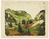 Max Kaus, Hügellandschaft, 1925, Colour lithograph on soft wove paper