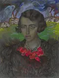 Stanisław Ignacy Witkiewicz, Weibliches Portrait, 1938, Pastel chalks on black card