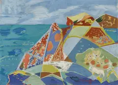 Curth Georg Becker, Felsenküste, 1958-1959, Oil on canvas, mounted on card