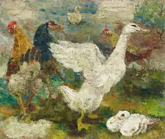 Josef Hegenbarth, Geflügel, Circa 1930, Oil on panel