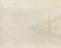 Case by Antonio Calderara, 1954, Watercolour on card, sold Jun 2021