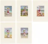 Hans-Peter Feldmann, Pin Up Girls, 1979, 5 photocopies, watercoloured, on paper. Each