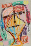 Markus Lüpertz, Untitled, Coloured chalk over colour silkscreen on card