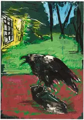 Untitled by Markus Lüpertz, After 1990, Gouache, watercolour and coloured chalk over coloured linocut on card, sold Jun 2021