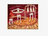 Peter Bömmels, Untitled (Strafbogen), 1985, Acrylic on canvas, collaged with 8 painted darts and card elements