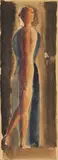 Oskar Schlemmer, Akt und Frau, Circa 1925, Watercolour and pencil on very thin paper, laid down on card. The motif outlined linearly in pencil