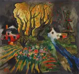 Franz Radziwill, Landschaft mit gelben Bäumen, 1922, Oil on canvas on panel