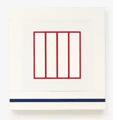 White Prison by Peter Halley, 2003, Acrylic and Roll-A-Tex on two adjoined canvases, sold Jun 2021