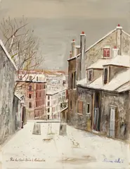 Maurice Utrillo, Rue de Mont-Cenis à Montmartre, Circa 1930, Gouache on light card