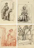 A. R. Penck, Untitled (Skizzenbuch 57/Ralf), Around 1957, Sketchbook with 58 drawings: 51 pen and ink, 4 red chalk, and 3 pencil drawings on card, double-sided, in portrait and landscape format