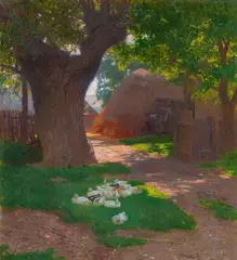Carl Moll, Bauernhof im Marchfeld, Before 1900, Oil on canvas, relined