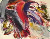 Walter Stöhrer, Denn mit unserem Erdstoff erblicken wir die Erde Empedokles, 1982, Mixed media, collaged, on canvas
