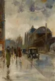 Lesser Ury, Hochbahnhof Nollendorfplatz von der Bülowstraße aus gesehen, Berlin, Circa 1920s, Oil on canvas