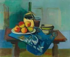 Rudolf Levy, Natura morta con fiasco, 1941, Oil on canvas