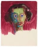 Emil Nolde, Frauenbildnis (Grünes Gesicht, en face), Circa 1913, Watercolour on laid paper with watermark "MBM"