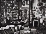 Gisèle Freund, James Joyce with Sylvia Beach and Adrienne Monnier in the bookshop "Shakespeare & Co", rue de l'Odéon