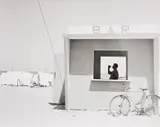 Piergiorgio Branzi, Spiaggia di Senigallia con Bar, Adriatico, 1958, Gelatin silver print, printed later