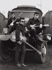 Astrid Kirchherr, John, George and Stuart, Heiligengeistfeld, Hamburg, 1960, Gelatin silver print, printed later