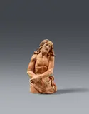 Naples 17th century, A 17th century Neapolitan terracotta figure of Christ bound, Worked in the round, the eyes made of glass. This half-length sculpture depicts Christ in the manner of the “Ecce Homo“ scene, with hands crossed and bound by a cord and with uplifted gaze. In good condition except for three small drilled holes to the back of the head
