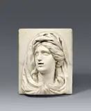 attributed to Alvise Tagliapetra, A carved marble figure of Mary Magdalene mourning attributed to Alvise Tagliapietra, Carrara marble. This high relief depicts the veiled head of a young woman against a plain background. The manner in which she is turned to face upwards indicates that the figure may represent Mary Magdalene mourning beneath the cross. The sculptor Alvise Tagliapetra, who was documented in Venice as of 1697 and whose main work is the altarpiece in the Croatian town of Zara, produced between 1717 and 1728, has been suggested as the possible author of the work. Very minimal wear