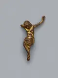 An early 14th century French bronze Corpus Christi by France Early 14th century, Engraved bronze with remnants of the original gilding. Christ is depicted crucified with three nails, with arms upraised, sold Jun 2021